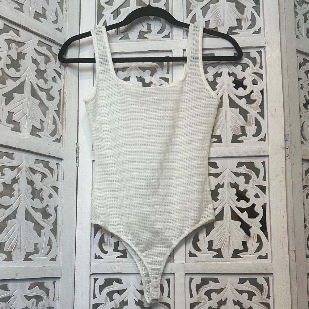Chocolate Cream Textured Square Neck Bodysuit